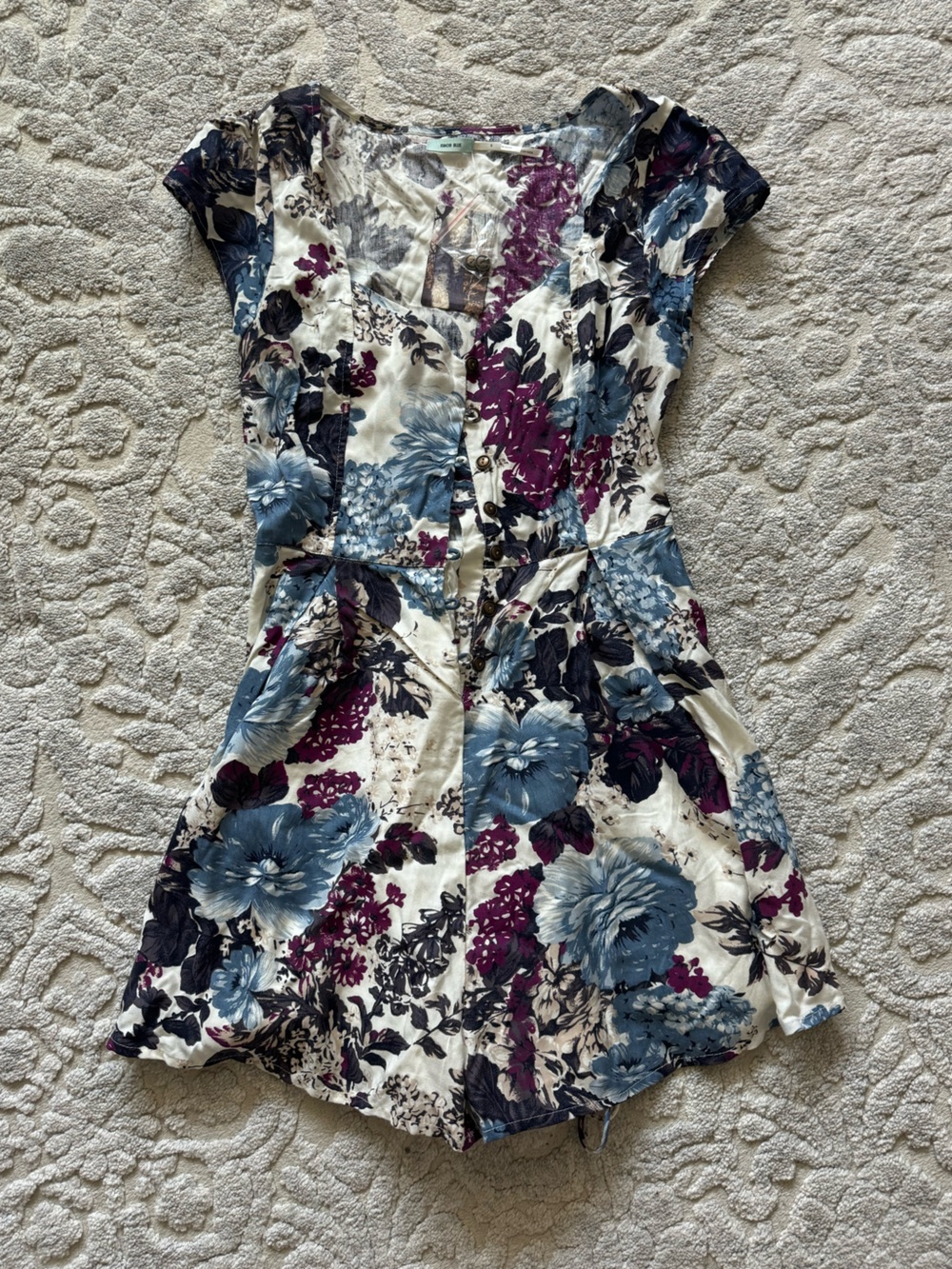 Kimchi Blue Strapless Floral Sundress in Blue and Plum NWT Small